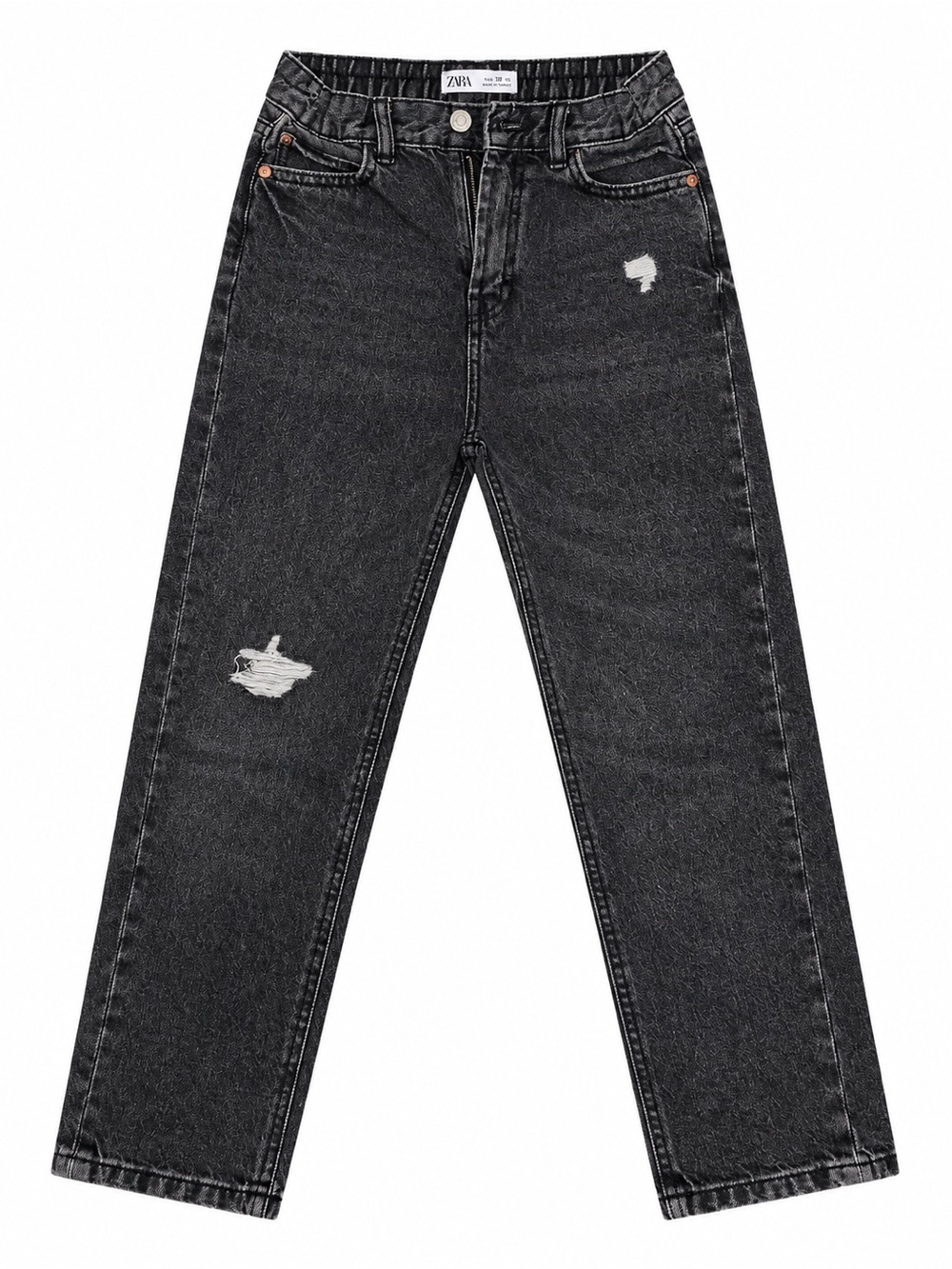 Zara Men's Washed Black Straight-Leg Jeans